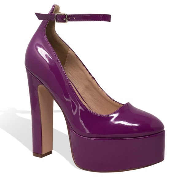 Women’s Chunky Block Heel Platform Heels with Ankle Strap - Picture 2 of 4